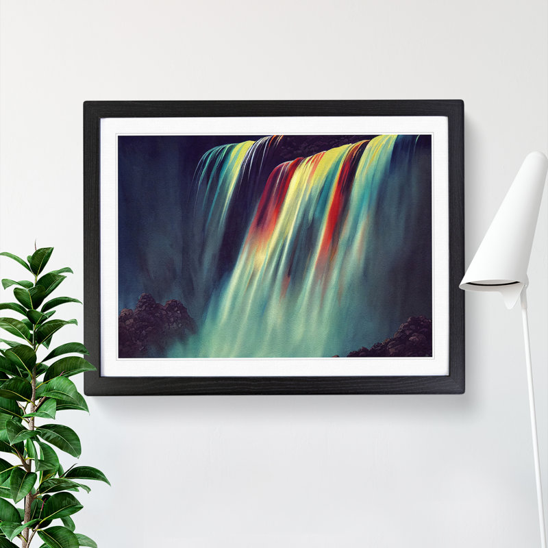 Colourful Watercolour - Single Picture Frame Print, Black Framed, 34cm H x 46cm W x 2cm D