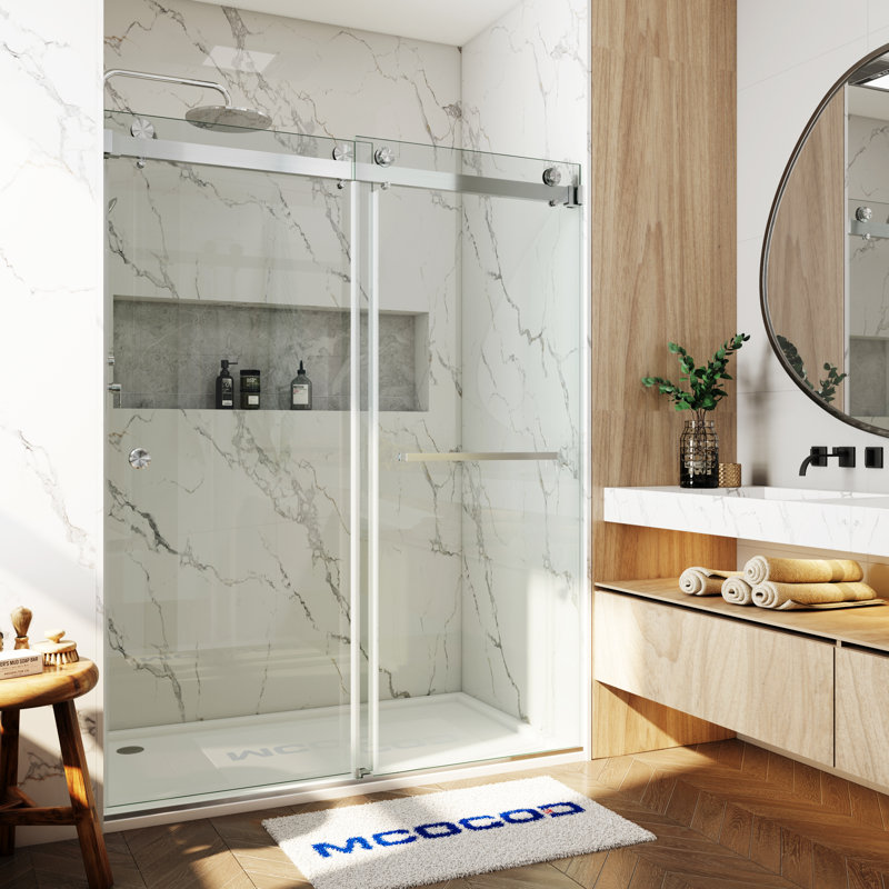 Opal Mirage MCOCOD 56-61" W x 79" H Double Sliding Smooth Sliding Soft Closing Shower Door, 3/8" (10mm)Clear Glass