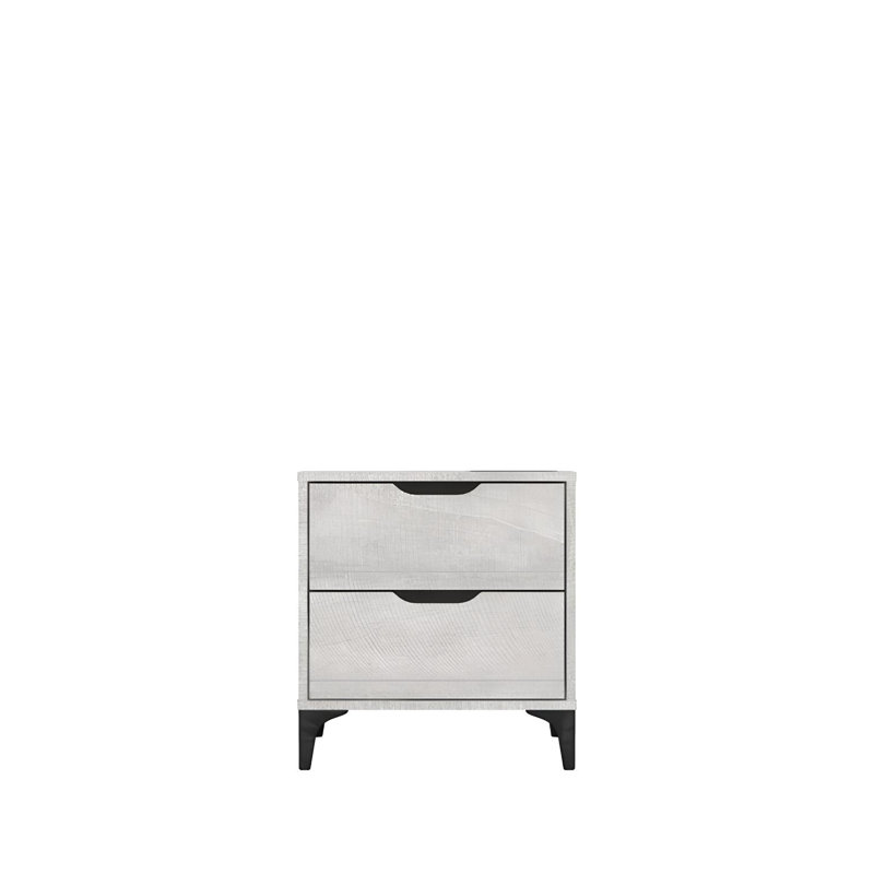 Norcross 2 Drawer Nightstand, Dusty Gray Oak