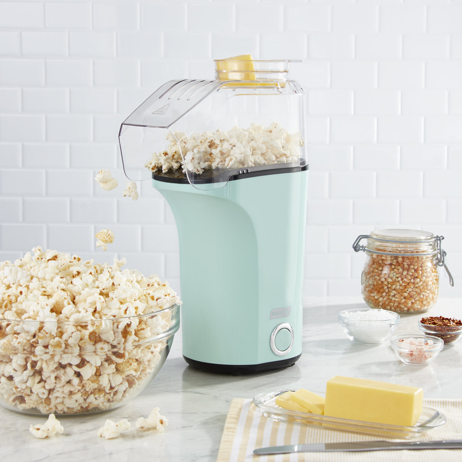 Dash Fresh 16 Cooked Cup Hot Air Popcorn Popper, Aqua