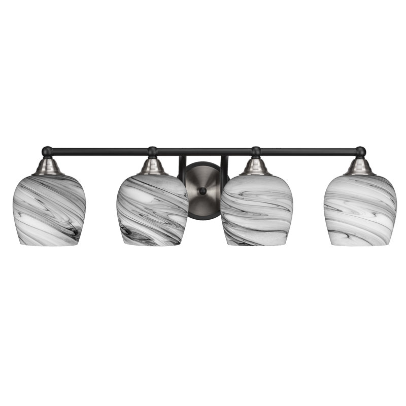 Michell 4-Light Bath Bar, Matte Black/Brushed Nickel