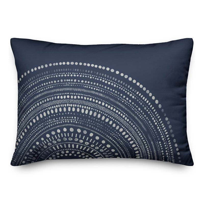 Housse et insert de coussin rectangulaire pour l'extérieur Circle Dot, Bleu, Géométrique 2