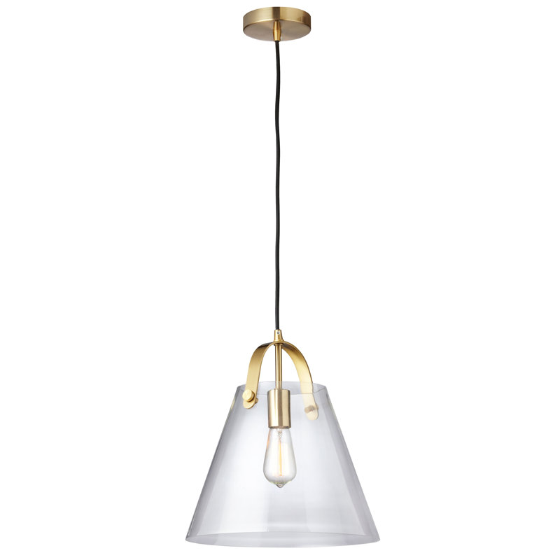 Luminaire suspendu 1 lumière à cône simple Eben, Laiton vieilli