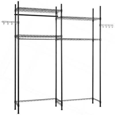 Étagère de rangement au-dessus de la laveuse et de la sécheuse, séchoir à linge à 4 niveaux avec tringle et crochets, tablettes réglables au-dessus de la laveuse et de la sécheuse, étagère de rangement pour la salle de lavage