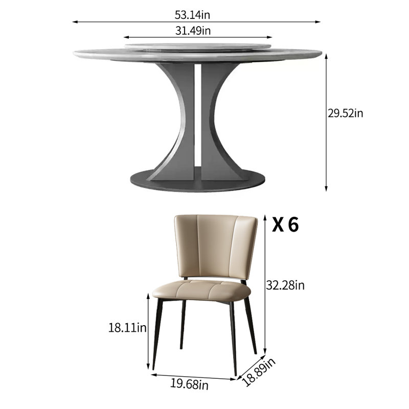 Ensemble de table de salle à manger moderne et simple en faux marbre, H 29,52 po x L 53,14 po x l 53,14 po
