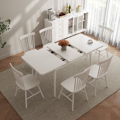 Solid Wood Extendable Dining Table with Seamless Expansion from 47.2 to 63 Inches, Seats 4 to 8 People, Walnut Finish, Easy Assembly, Perfect for Dining Room, Kitchen, and Living Room