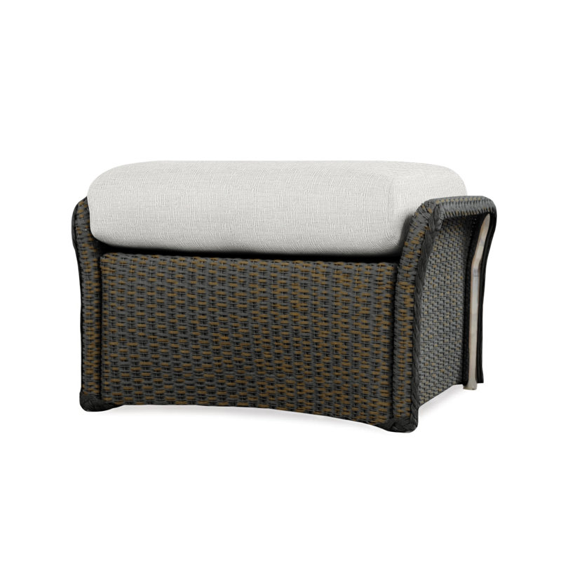 Weekend Retreat Outdoor Ottoman, Consider Indigo, Mink