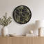  Art mural rond abstrait géométrique noir et or avec cadre en aluminium et housse en acrylique-129402265