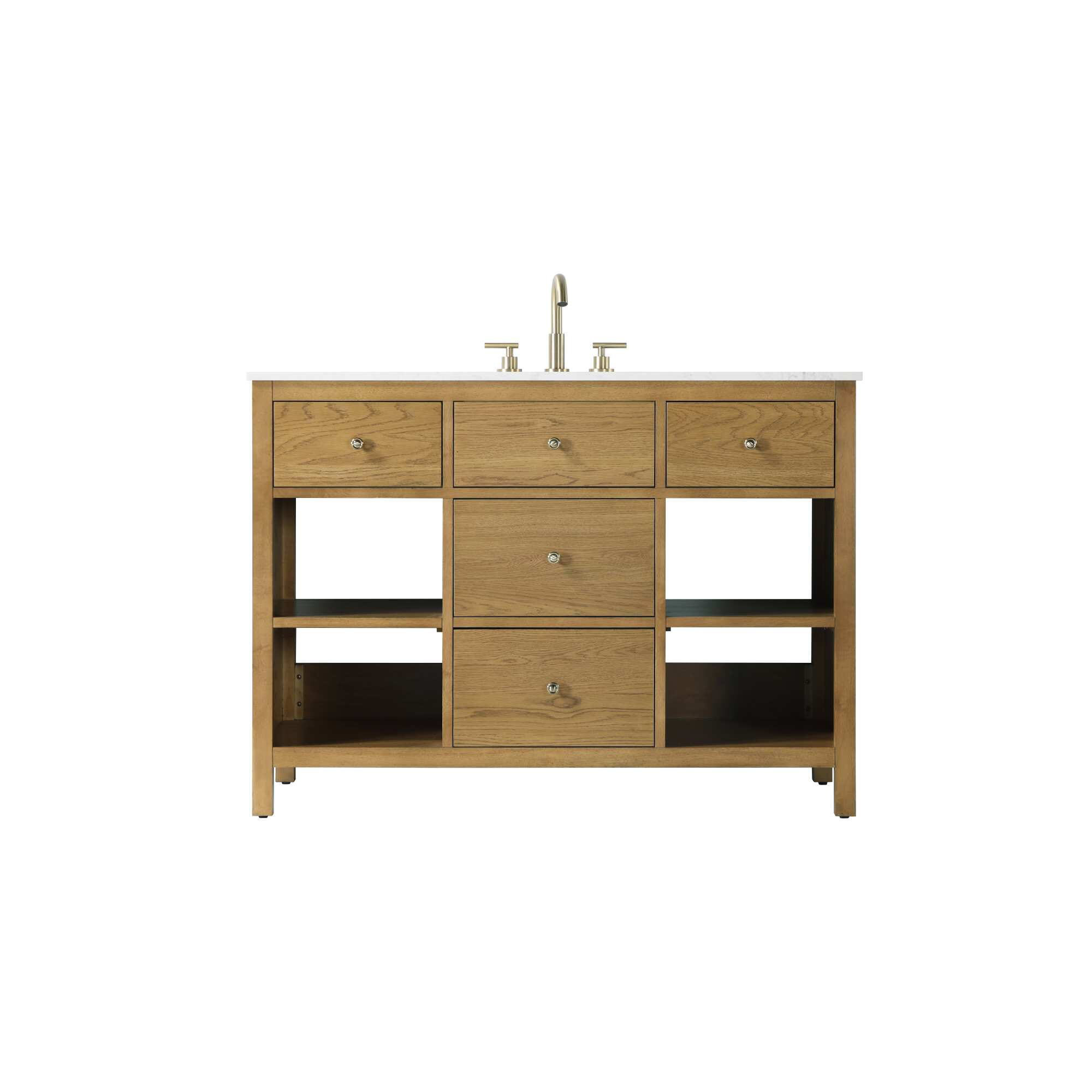 Single Bathroom Vanity, Honey Teak/Gold, 48"