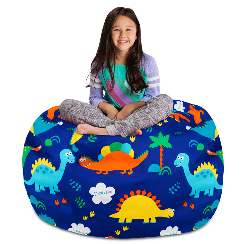 Kids Bean Bag Chair Cover - Stuffed Animal Storage & Toy Organizer with Zipper - Plush Storage Kids Bean Bag Cover only for Toddlers and Children's Rooms - Organizes Pillows, Blankets, and Stuffies - Multiple Colors, Sizes, and Fabrics
