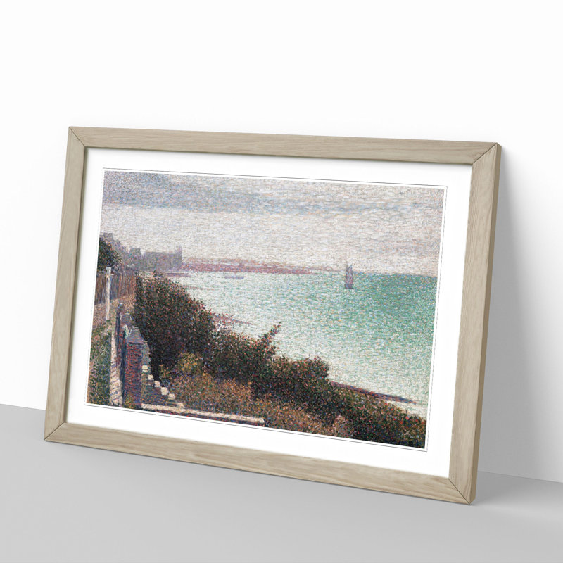 Coast Scene by Georges Seurat - Picture Frame Painting, Oak Framed, 27cm H x 36cm W x 2cm D