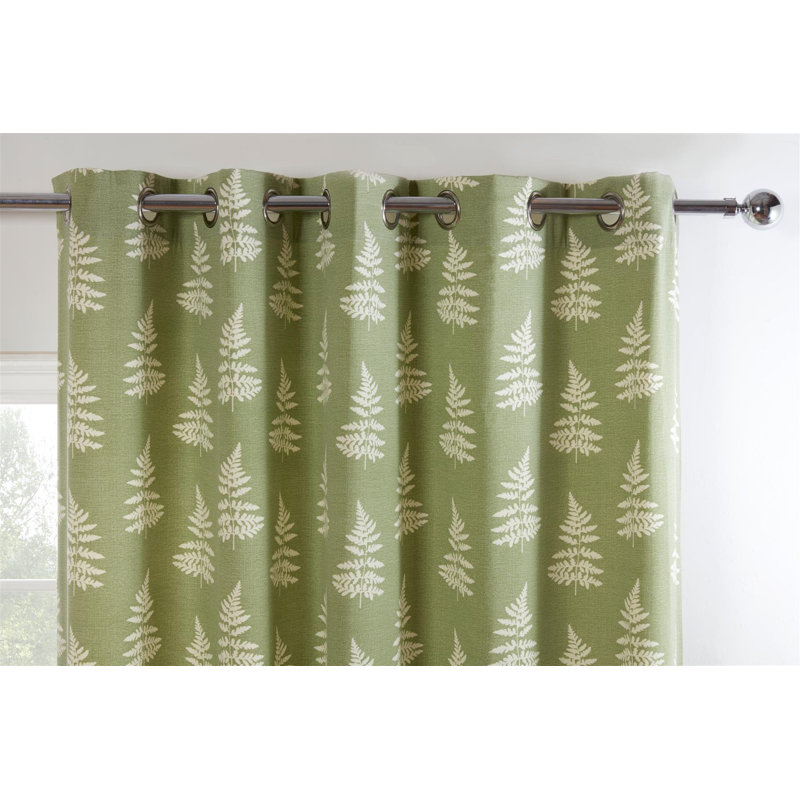Jevin Cotton Blend Room Darkening Curtain, 90cm Width x 72cm Drop, Green
