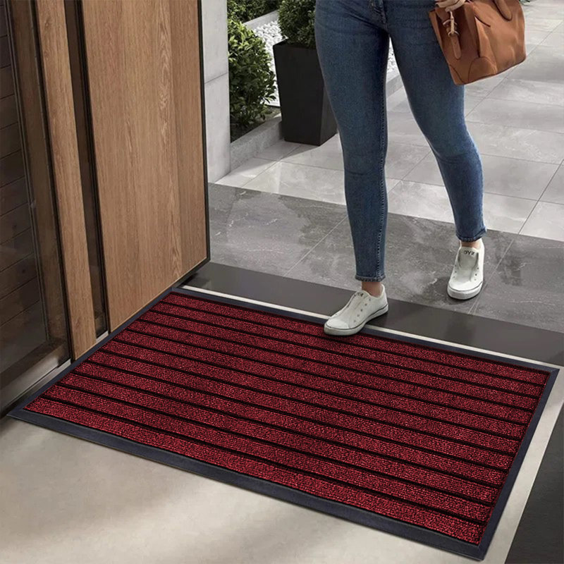 Hullfish Non-Slip Indoor Outdoor Door Mat, Maroon, Rectangle 40cm W x 60cm L
