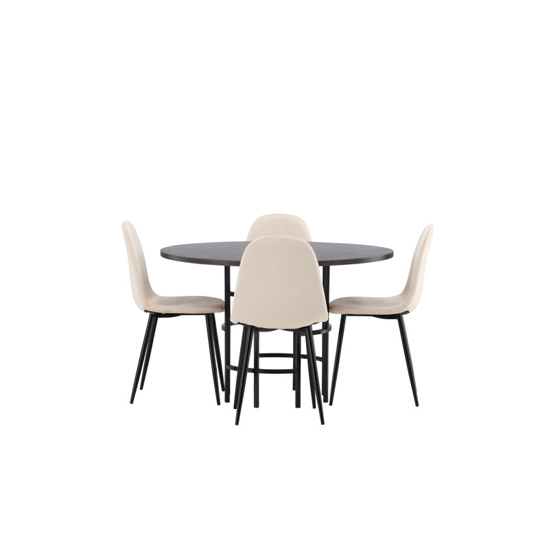 Quarles 4 -Person Dining Set, Brown, Beige, Beige