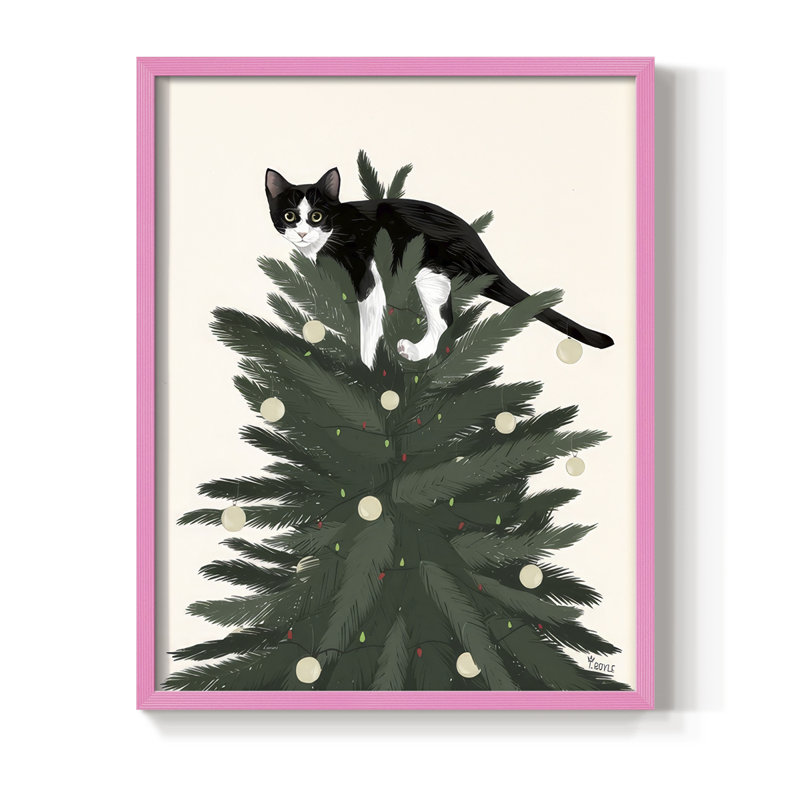 «Rascal Cat V», reproduction encadrée - bois massif, H 30 po x l 24 po, Rose