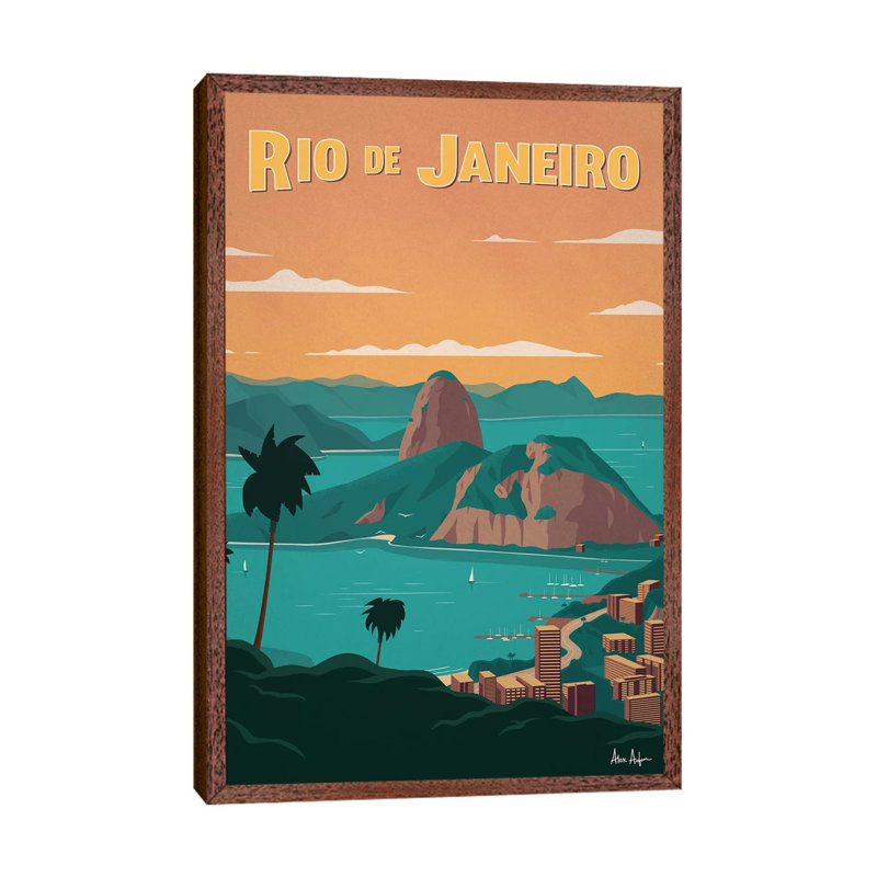 Rio De Janiero - Painting on Canvas, 152.4cm H x 101.6cm W x 3.81cm D, Brown Framed