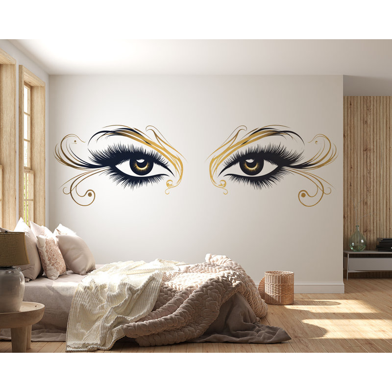 Adhésif décoratif Lash Studio, art mural beauté yeux, décoration de salon de cils, esthétique de chambre 559MV, 42 po x 80 po
