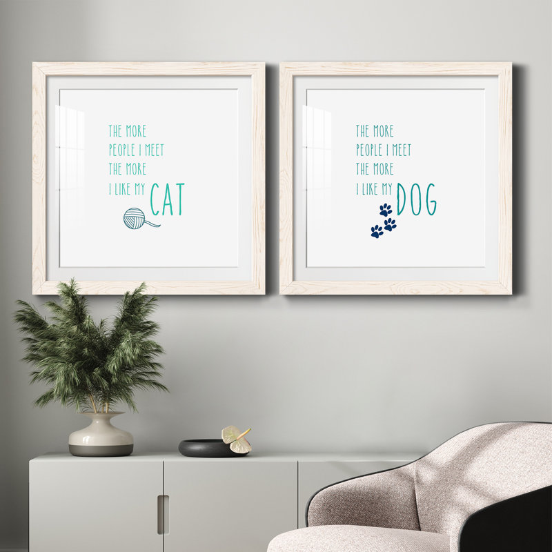 The More I Like My Cat - Ensemble de 2 cadres photo, H 27,5 po x l 55 po x P 1,5 po, Cadre blanc