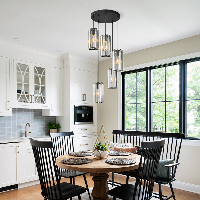Luminaire suspendu Luminaire suspendu moderne, mini lustres en cristal Luminaire suspendu réglable pour îlot de cuisine, Noir