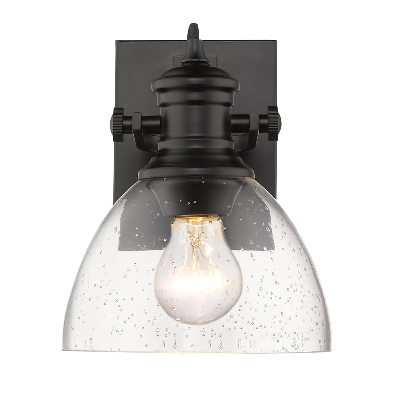Bales Dimmable Vanity Light, Matte Black, Seeded Glass