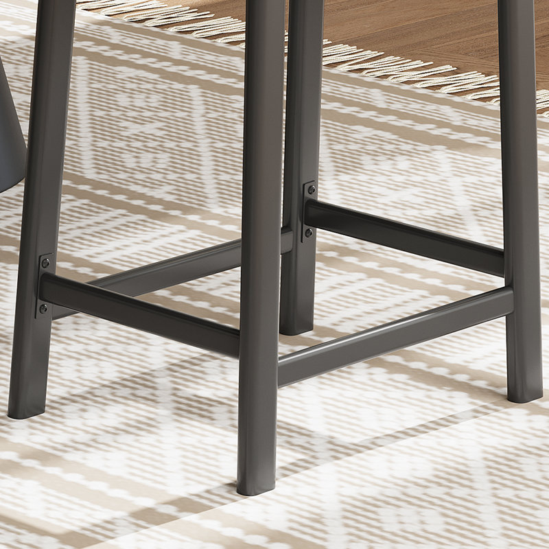 Upholstered Counter Stool with Metal Frame, Brown, Black