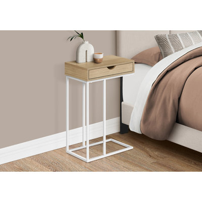 Shelyn Accent Table, C-shaped, End, Side, Snack, Storage Drawer, Living Room, Bedroom, Metal