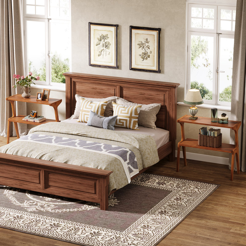 2-Tier Slim Sofa End Table, Walnut