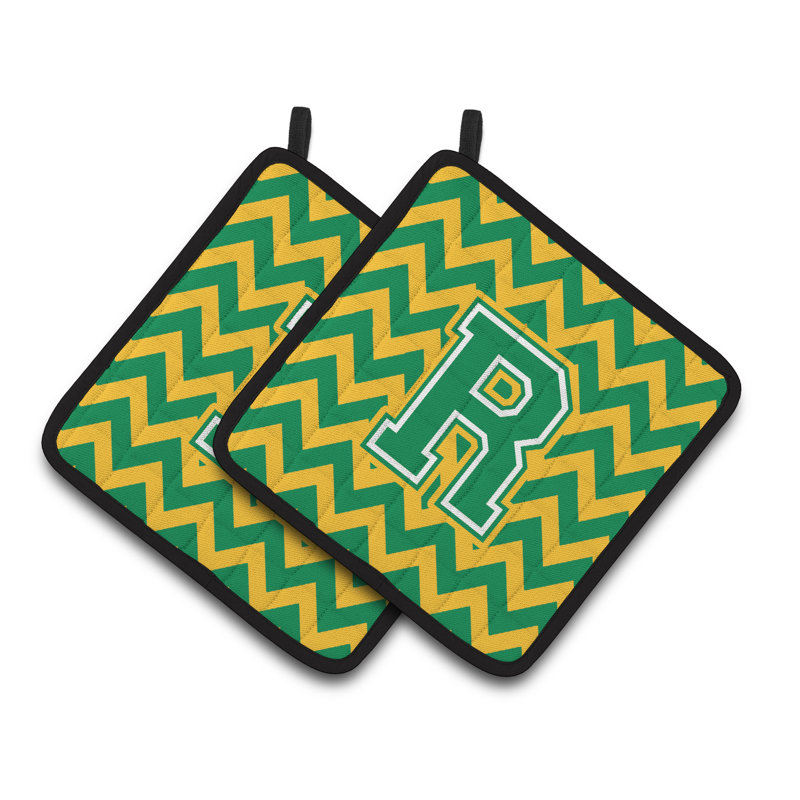 Poignée à chevrons, R, Vert/doré
