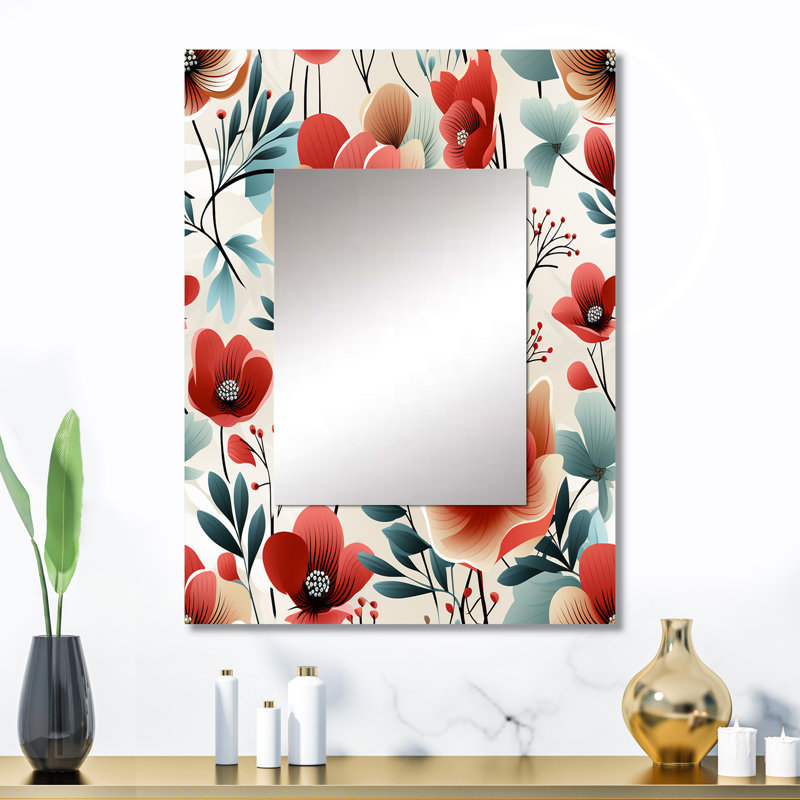 Motif floral achraf bleu et rouge Achraf, 32 po x 24 po