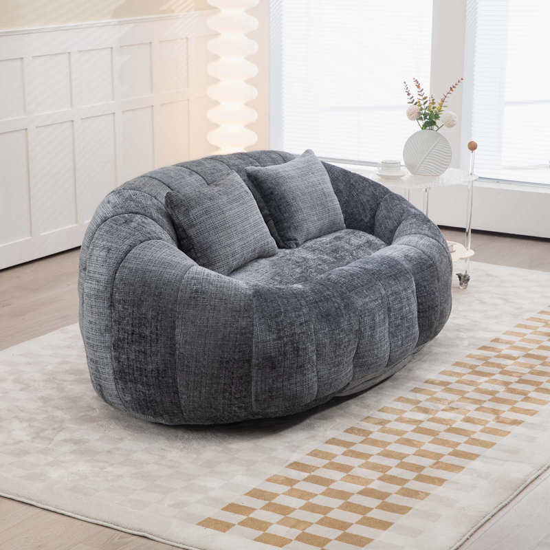 Canny Boneless Upholstered Compression Reception Loveseat, Gray, 24.8" H x 55" W x 37.4" D