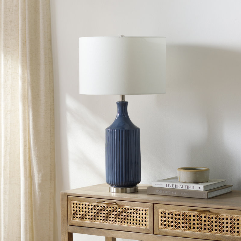 Waithman 31" Table Lamp, Blue/Silver