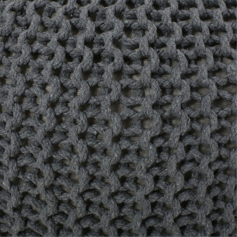 Pouf tricoté en coton, Coton gris
