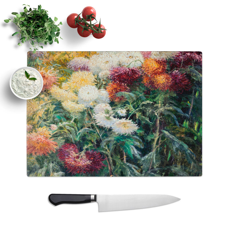 Chrysanthemums by Gustave Caillebotte Chopping Board, 0.4cm H x 20cm W x 28.5cm L
