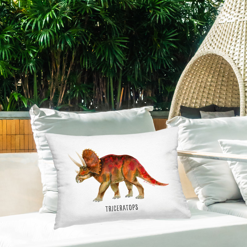 Coussin d'extérieur imprimé Stupell Industries Triceratops Dinosaur Design par Brett Blumenthal