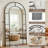 Full Length Mirror, Floor Mirror Arched Window Pane Decorative Mirror, Metal Framed Decor Farmhouse Floor Mirrors Art Pane Mirrors Wall Decor-9287897