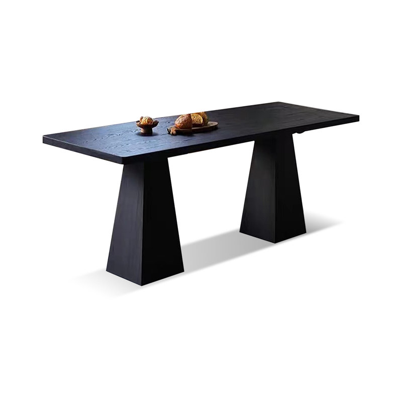 Tables de salle à manger rectangulaires noires en bois massif, H 29,53 po x L 62,99 po x l 31,5 po