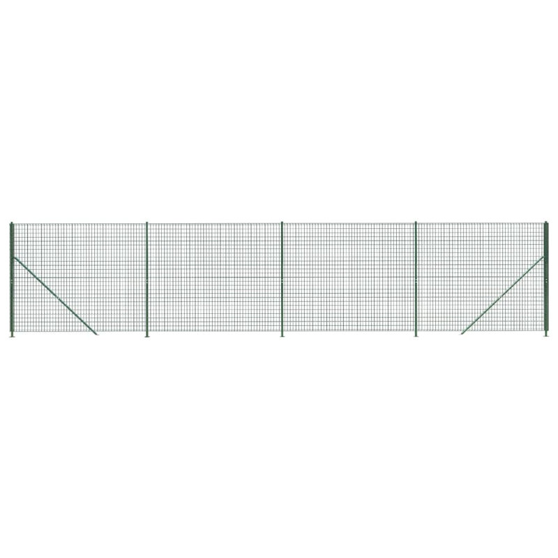 Baftije Wire Mesh Fence with Flange, Green, 180cm H x 1000cm W x 5cm D, 7