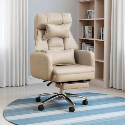Swivel Ergonomic Office Chair, Technology Leather High Back Office Chair With Lumbar Support Headrest, Sedentary Comfortable Boss Chair