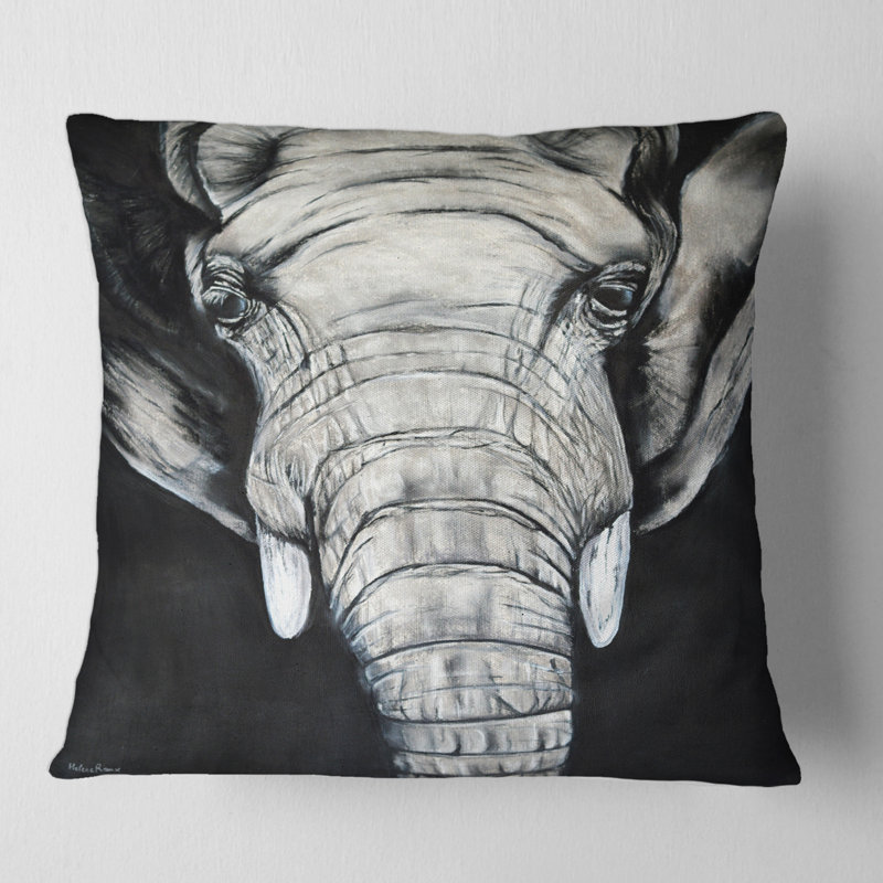 Housse et insert de coussin carré Le Portrait d'un éléphant d'Afrique, 16" x 16"