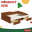 Premium Upholstered Daybed Frame with 2 Storage Drawers, Safety Guardrail & Padded Shelf - Space-Saving Kids Bed-130819499-130819498