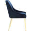 2 chaises à oreilles bleu foncé - pieds dorés, siège de chaise de construction moderne (2)