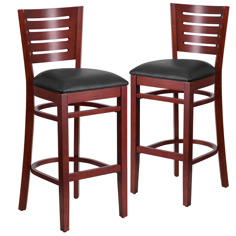 Tabouret de bar Kadircan, Vinyle - Noir, Acajou, 2