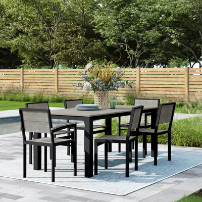 Reginald 6 - Person Patio Dining Set Umbrella Hole Included Rectangular Table