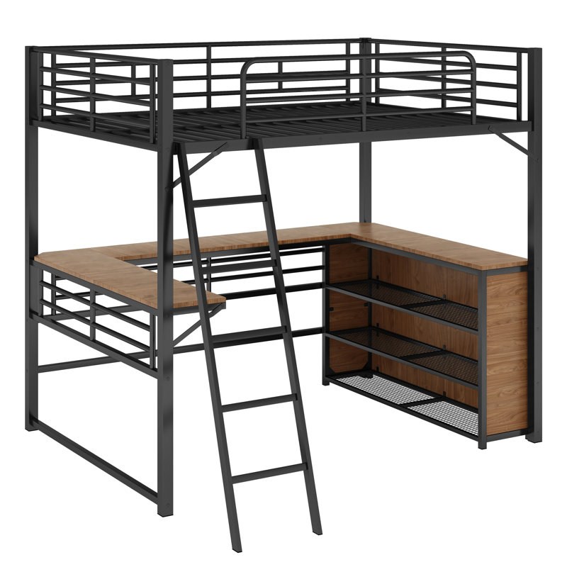 Almonzo Kids Full Loft Bed, Black