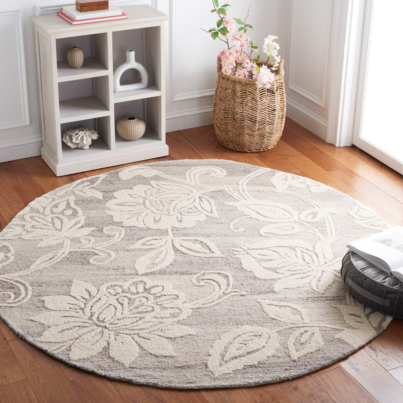 Tapis floral touffeté à la main Jardin, Rond 6 pi