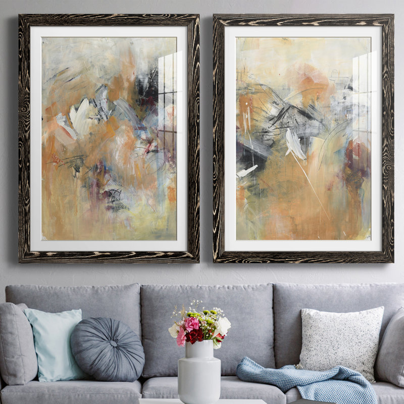 Frozen Spring I - ensemble de 2 peintures encadrées, Cadre noir, H 31,5 po x l 23,5 po x P 1 po
