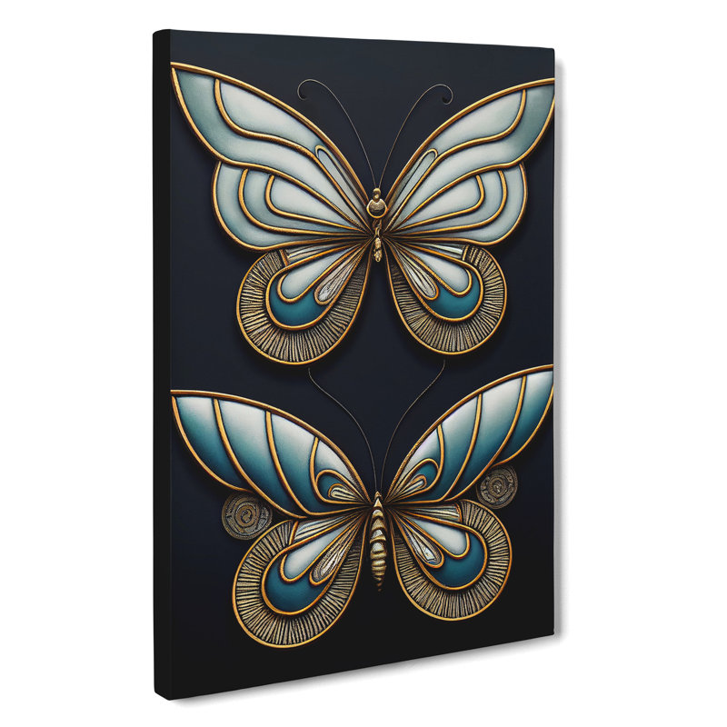 Art Nouveau Butterflies No.2 - Wrapped Canvas, 60cm H x 40cm W x 3cm D
