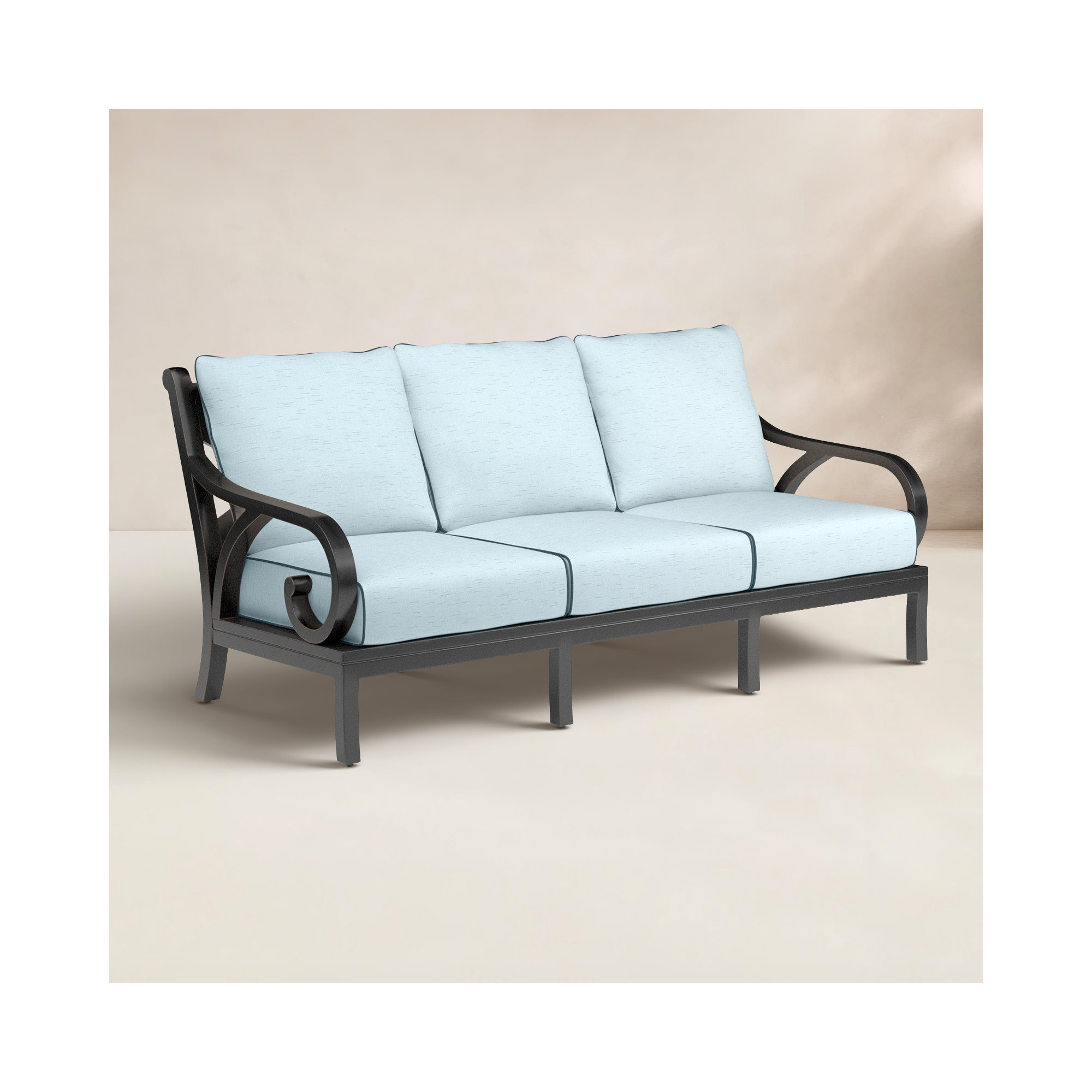 Monterey 81" Wide Outdoor Patio Sofa with Sunbrella® Cushions, Canvas Skyline Sunbrella®