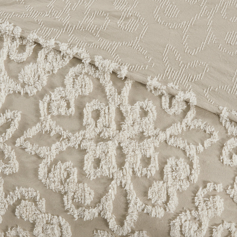 Ensemble de couvre-lit capitonné en coton 3 pièces Madison Park Sabrina, taupe, double / grand