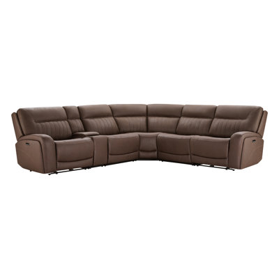 Upholstered Zero Gravity Power Reclining Sectional with Console, Wireless Charging & Hidden Cup Holders